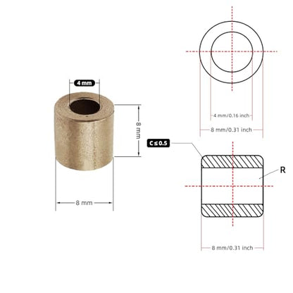 Sintered Bronze Sleeve Bearing Bushing 4mm ID x 8mm OD x 8mm L Oil-Impregnated 10pcs - size: 4*8*8mm