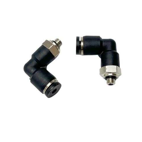 Pneumatic Male Elbow 1/8 Inch OD Tube x 10-32 UNF Push to Connect Fittings PL1/8-U10(Pack of 10) - color: Black, size: 1/8" OD x UNF 10-32