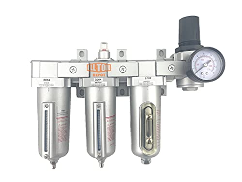 3/4" NPT HEAVY DUTY Industrial Grade 4 Stages Filter Coalescing Desiccant Dryer Regulator System For Compressed Air Lines, Metal Bowls, Great For Paint Spray And Plasma Cutter (MANUAL DRAIN) - color: 140 Cfm, 215 Psi (Manual Drain), size: 3/4" NPT