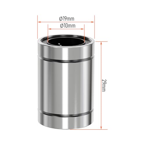 4PCS LM10UU Linear Ball Bearings, 10mm Bore Dia, 19mm OD, 29mm Length with Double Side Rubber Seal Linear Rail for CNC,3D Printer - size: LM10UU Size 10x19x29mm