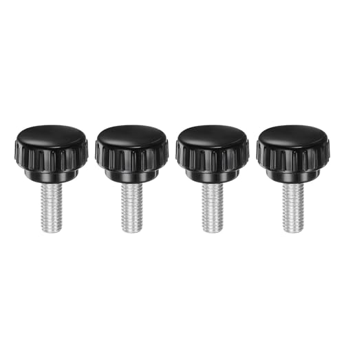 uxcell 4pcs Knurled Clamping Knobs M8 x 20mm Metric Zinc Plated Carbon Steel Male Thread Thumb Screw on Type 30mm Plastic Round Head Threaded Hand Bolt Stud Knobs Black - size: M8 x 20mm x 30mm