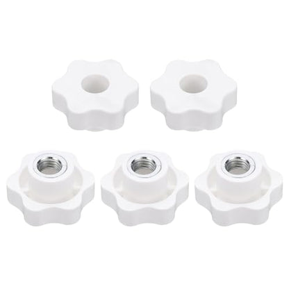 HARFINGTON 5pcs Star Knobs M12 Female Thread 48mm Head Iron Insert White - color: White, size: M12 x 48mm