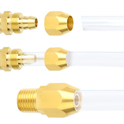 GASHER 10PCS Brass Pneumatic Replacement Fitting, Reusable Hose End Repair Fitting 3/8" Barb（Suitable for 3/8" ID，1/2" OD air hose) x 1/4" NPT Rigid - size: 1/4" NPT × 3/8" Barb (3/8" ID 1/2" OD)