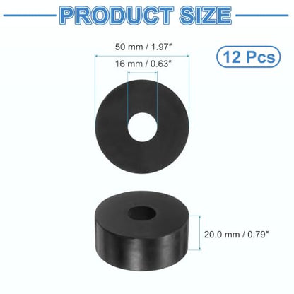 uxcell 12Pcs Rubber Vibration Isolation Washers 50mm OD x 16mm ID x 20mm T - size: 50mm OD x 16mm ID x 20mm Thick
