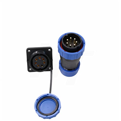 TY28 7 Pin 25A Male Female Aviation Waterproof Connector Cable Plug Socket Screw-Crimp Solder-Free Quick-Disconnect for 380V Power Device DIY Boat Surfboard - color: Screw Mount, size: 7 Pin 25A