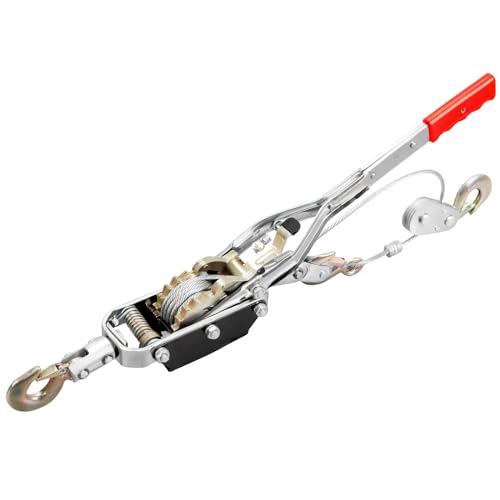 Big RED 4 Ton Come Along Winch, 8000lbs Pulling Capacity, 10ft Steel Cable,3 Hooks, Heavy Duty Power Puller Tool with Dual Gears,Hand Winch Cable, Automotive Hoist Winch Puller,Red - size: 4 Ton (8,000 lb)