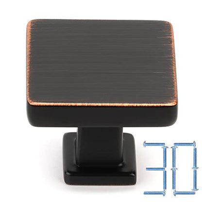 KOOFIZO 30 Pack Oil Rubbed Bronze Cabinet Knobs Square Single Hole Pull K08 - color: Oil Rubbed Bronze, size: Knob 1 - 30Pcs, style: Modern