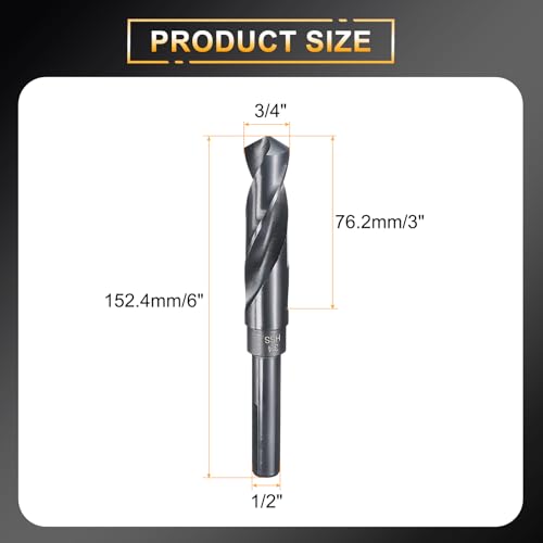 HARFINGTON 3/4" Drill Bit 1/2" Reduced Shank 3-Flat 4241 HSS 118° - size: 3/4" with 1/2" Shank