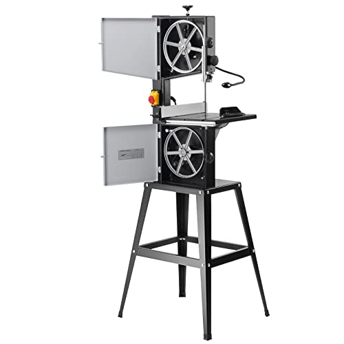 VEVOR Band Saw with Stand, 10-Inch, 560 & 1100 RPM Two-Speed Benchtop Bandsaw, 370W 1/2HP Motor with Metal Stand Optimized Work Light Workbench Fence and Miter Gauge, for Woodworking Aluminum Plastic