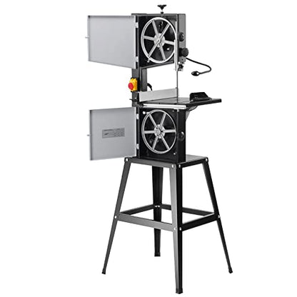 VEVOR Band Saw with Stand, 10-Inch, 560 & 1100 RPM Two-Speed Benchtop Bandsaw, 370W 1/2HP Motor with Metal Stand Optimized Work Light Workbench Fence and Miter Gauge, for Woodworking Aluminum Plastic