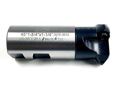 HHIP 2076-0013 45 Degree Carbide 1-3/4" X 1-1/4 Shank 3-Insert Indexable Chamering End Mill - size: 1-3/4"