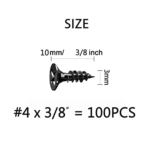 #4 x 3/8" Flat Head Self-Tapping Small Wood Screws, M3x10mm(100Pcs) - color: 100 PCS, size: #4x3/8''-100 PCS