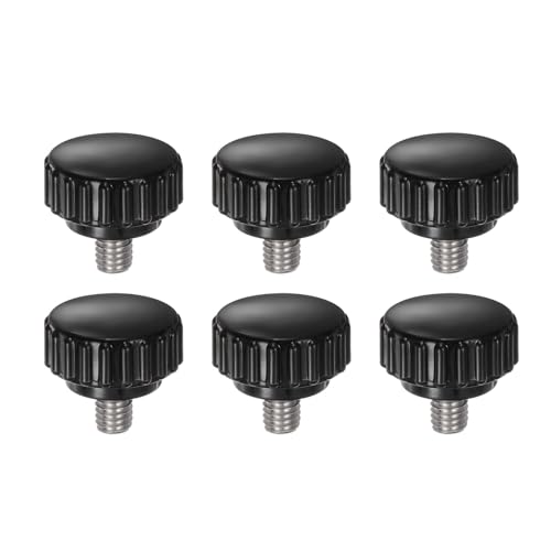 uxcell 6pcs Knurled Clamping Knobs M6 x 8mm Metric 304 Stainless Steel Male Thread Thumb Screw on Type 22mm Plastic Round Head Threaded Hand Bolt Stud Knobs Black - size: M6 x 8mm x 22mm