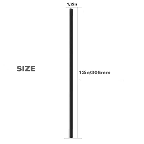 Plastic Round Rod 6-Pack - 1/2 Inch Dia 12 inch Length Black (POM) Polyoxymethylene Rods Engineering Plastic Round Bars (0.5in×12in, 6) - size: 0.5 in × 12 in