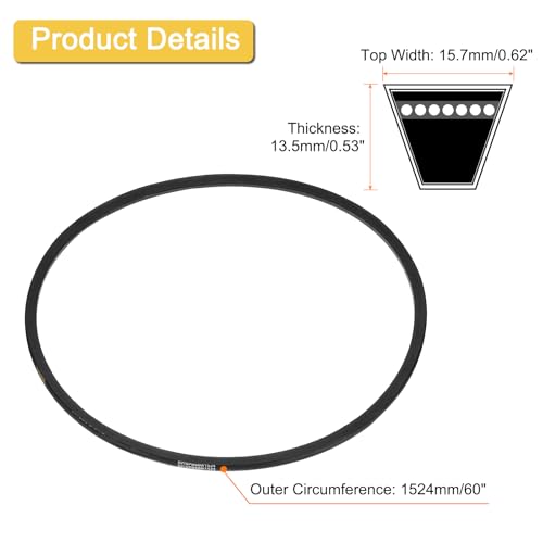 uxcell 5V600 V-Belt, Classic Wrapped Rubber V-Belt 60" Outside Circumference x 0.62" Width x 0.53" Height for Industrial Machinery Equipment, Black - size: 5V600