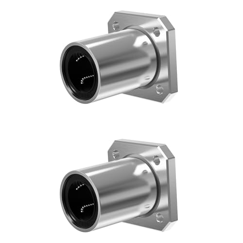 2PCS LMK8UU Square Flange Linear Ball Bearings, 8mm Bore Dia, 15mm OD, 24mm Length with Double Side Rubber Seal for CNC,3D Printer - size: LMK8UU Size 8x15x24mm