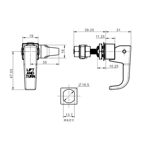 L-Shaped Handle Pull-Type Latch – for Distribution cabinets, Sheet Metal cabinets, enclosures and Industrial cabinets
