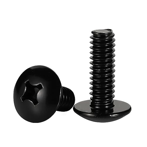 Mellewell M6-1.0 x 20mm Truss Head Machine Screws, Full Thread Cabinet Door and Drawer Screws, 18-8 Stainless Steel, Black Finish, Quantity 25 - color: Black, size: M6-1.0 x 20mm