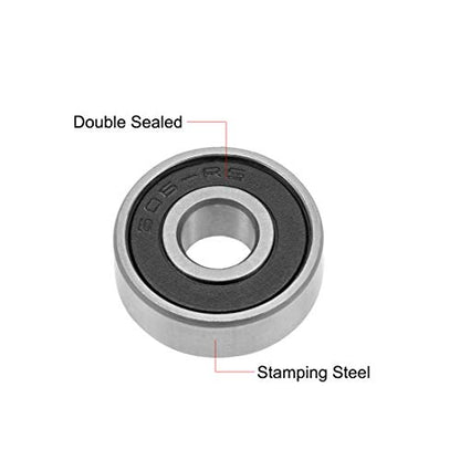 uxcell 606-2RS Deep Groove Ball Bearing 6x17x6mm Double Sealed ABEC3 5pcs - size: 6mmx17mmx6mm