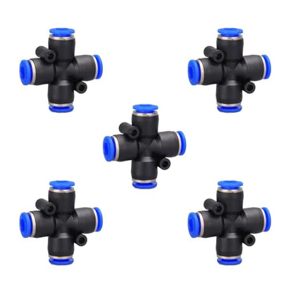 4 way1/4 OD Push to connect Fittings,push to connect air fittings, 4-way air line push connectors (5 Pcs) - size: 0.25 Inch, style: 4 way Union