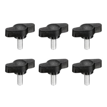 PATIKIL M5 x 12mm Tee Wing Thumb Screws, 6Pcs Carbon Steel Mechanical Handle Bolt Thumb Screws for Remove Replace Hand Clamping Tightening Knobs Power Supply, Black - size: M5 x 12mm
