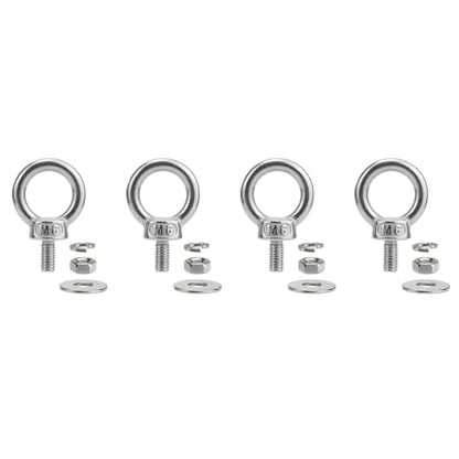 M6 Stainless Steel Eye Bolts with Nuts Washer 4 Pack, M6 x 12mm(1/4" x 0.47 inch) Shoulder Lifting Eye Bolt for Swing Truck, Heavy Duty Threaded Eyebolts for Tie Down Outdoor Yard Balcony - size: M6x12mm (1/4"x0.47")