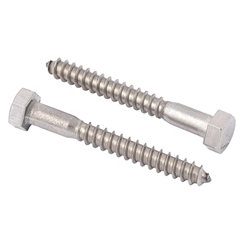 3/8 x 4 Stainless Lag Bolt (25-Pack) 18-8 Stainless Steel, Heavy Duty Hex Wood Lag Screw, ASME B18.2.1 Commercial/Industrial Grade by Makers Bolt - size: 3/8 x 4 (25 pack)