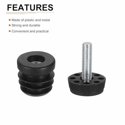 DTGN 32mm(OD) Adjustable Leveling Feet - 4Sets - Good for Furniture - Round Insert Kit Furniture Glide - Black