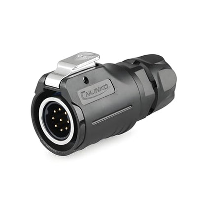 CNLINKO LP-16 9 Pin Circular Aviation Connector Kit Male Plug and Female Socket M16 IP68 Waterproof, PBT Plastic Shell Quick Plug (9 Pin Single Set) - size: 9-Pin, style: Single-Hole Socket Set