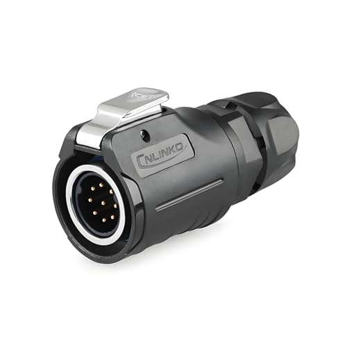 CNLINKO LP-16 9 Pin Circular Aviation Connector Kit Male Plug and Female Socket M16 IP68 Waterproof, PBT Plastic Shell Quick Plug (9 Pin Single Set) - size: 9-Pin, style: Single-Hole Socket Set