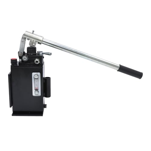 Hydraulic Piston Hand Pump with Changeover Valve for Double Acting Cylinder, Manual Double Acting Hydraulic Pump with 3-Quart Steel Vertical Tank, 2.7 CID, 3,600 PSI, 3/8" NPTF