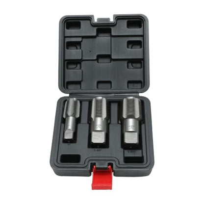 HFS(R)3PCS NPT Pipe Tap Set, 1", 1-1/4", 1-1/2", with Plastic Case for for Accurate Threads, Assorted Plumbers Mechanics DIY Thread Cutting Tools - size: 3PCS:1", 1-1/4", 1-1/2"