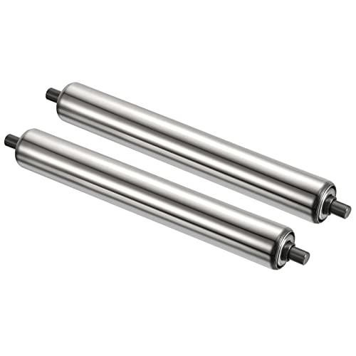 PATIKIL Conveyor Roller 1.5" Diameter 12" Length, 2 Pack Stainless Steel Gravity Transmission Replacement Part Galvanized End, Silver - size: 1.5"x12"