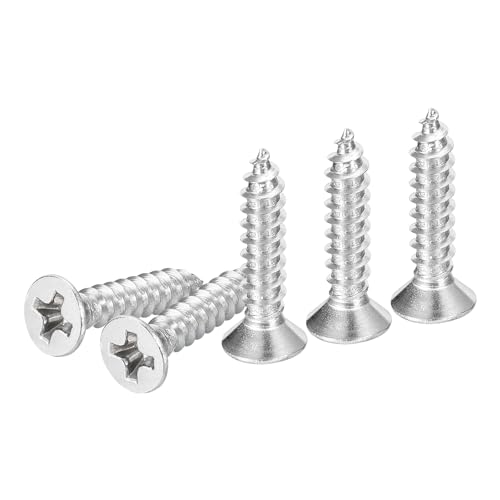 DTGN 100Pcs M3.5x18mm Flat Head Wood Screws, 304 Stainless Steel Phillips Self Tapping Screws - Good for Woodworking, Furniture - Silver - size: M3.5x18mm