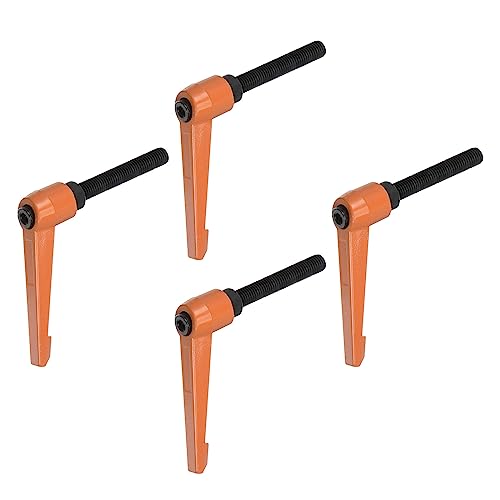 HARFINGTON 4pcs Adjustable Clamping Lever Handles M10 x 50mm Male Thread Bolt Knobs Rotating Screw Locking Quick Release Ratchet Push Button Handle, Orange - size: M10 x 50mm