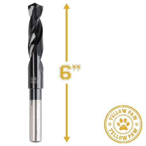 5/8 Inch Drill Bit for Metal - Industrial Grade M35 Cobalt Titanium Aluminum Nitrite - 5/8" Diameter & Total Length of 6" with Working Length of 3" Easily Drill Into Metal, Steel, & Aluminum - size: 5/8"