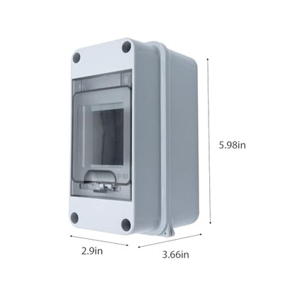 3 Way Circuit Breaker Box, MCB Distribution Protection Box with Transparent Cover, IP65 Waterproof ABS Plastic Material with DIN Rail for Indoor Outdoor Wall Mount Electrical Application - size: HT-3