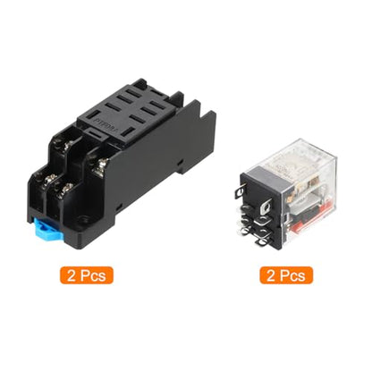 MECCANIXITY 2 Set DC12V Electromagnetic Relay 8-Pin 10A DPDT 2NO 2NC