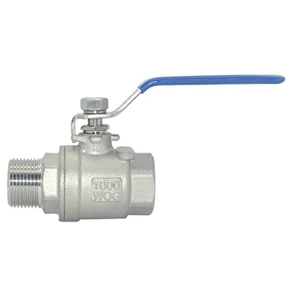1Pcs Full Port Ball Valve 3/4'' - Heavy Duty Male NPT (MNPT) X Female NPT (FNPT) Thread with Long Handle Switch,Stainless Steel 304 for Water, Oil, and Gas,1000WOG - size: 3/4''