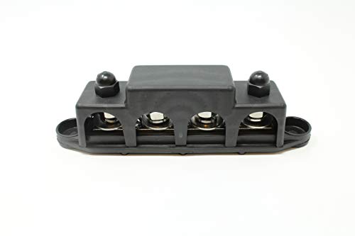 4 Post Power Distribution Block Bus Bar with Cover - Made in The USA - 250 Amp Rating - Marine, Automotive, and Solar Wiring (5/16" - Black) - size: 5/16" - Black
