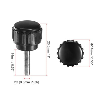 uxcell 8pcs Knurled Clamping Knobs M3 x 14mm Metric Male Thread 14mm Head - size: M3 x 14mm x 14mm