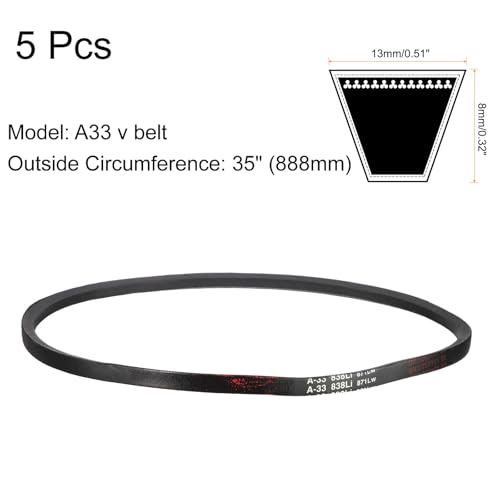 uxcell 5Pcs A33 Classic Wrapped Rubber V-Belt, 35" Lo x 0.51" W x 0.32" H - size: A33