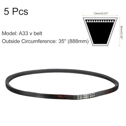 uxcell 5Pcs A33 Classic Wrapped Rubber V-Belt, 35" Lo x 0.51" W x 0.32" H - size: A33