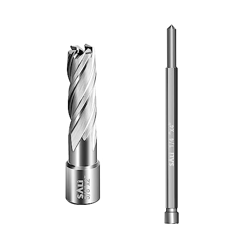 SALI Annular Cutter Diameter 5/8 Inch with Weldon Shank 3/4" (with 2 Flats) Cutting Depth 2" Mag Drill Bit for Magnetic Drill Press HSS Fully Ground Drill with One 1/4"*4" Pilot Pin - size: 5/8"*2"