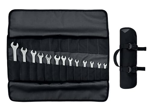 Under NY Sky Tool Roll, 24 Pocket Portable Oxford Canvas Wrench Bag, Black - size: 24 Slots Black