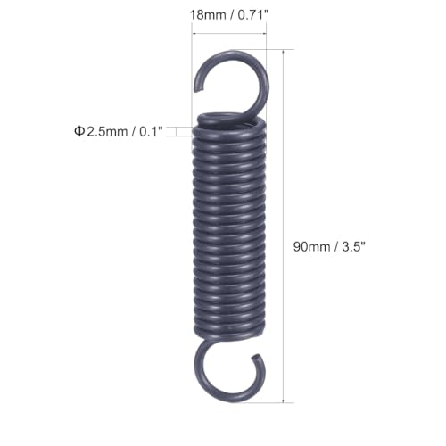 uxcell Extension Spring - 2.5mm Wire Dia, 18mm OD, 90mm Free Length Spring Steel Small Dual Hook Tension Spring - size: 90mm