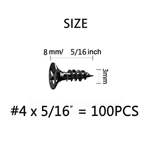 #4 x 5/16" Flat Head Self-Tapping Small Wood Screws, M3x8mm(100Pcs) - color: 100 PCS, size: #4x5/16''-100 PCS