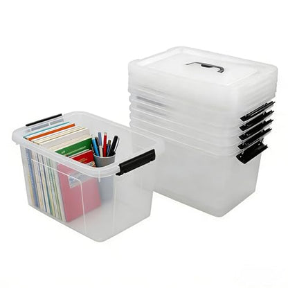 Zopnny 12-Quart Latch Storage Boxes, Stackable Bins with Handle, 6-Pack - size: 12 Quart