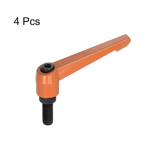 HARFINGTON 4pcs Adjustable Clamping Lever Handles M10 x 25mm Male Thread Bolt Knobs Rotating Screw Locking Quick Release Ratchet Push Button Handle, Orange - size: M10 x 25mm