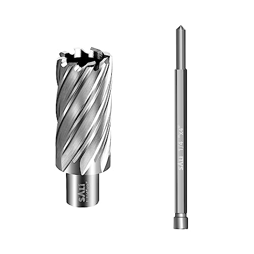 SALI Annular Cutter Diameter 1-1/4 Inch with Weldon Shank 3/4" (with 2 Flats) Cutting Depth 2" Mag Drill Bit for Magnetic Drill Press HSS Fully Ground Drill with One 1/4"*4" Pilot Pin - size: 1-1/4"*2"